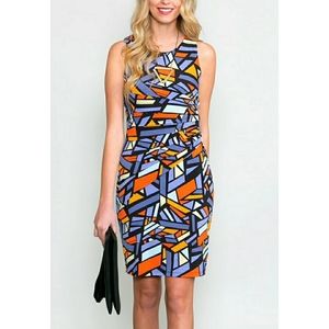 Kalijati Mosaic Mini Sheath Dress Bright Print Size Large